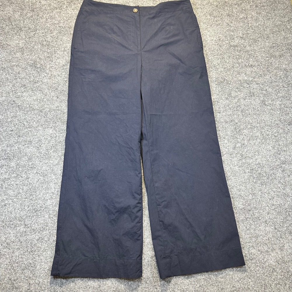Talbots Wide Leg Pants Women 12 Navy Blue Classic Career Professional